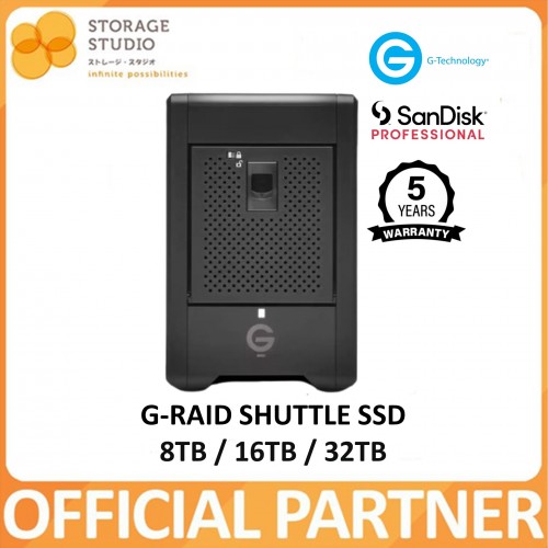 SANDISK PROFESSIONAL G-RAID SHUTTLE SSD, 8TB / 16TB / 32TB. Singapore Local 5 Years Warranty